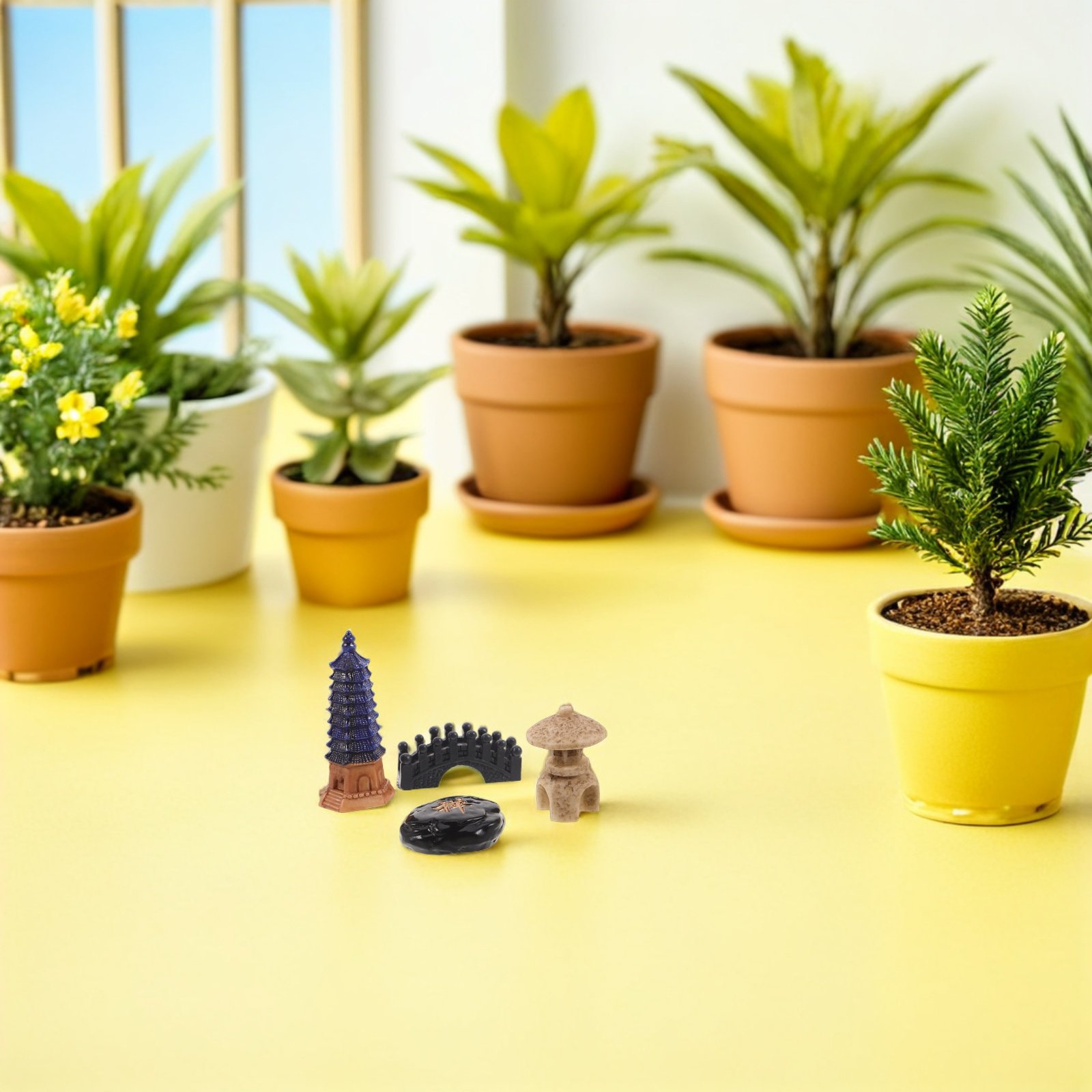 Bonsai Garden For Desk - 4 szt. Mini Japońskie Pagody Statuetki