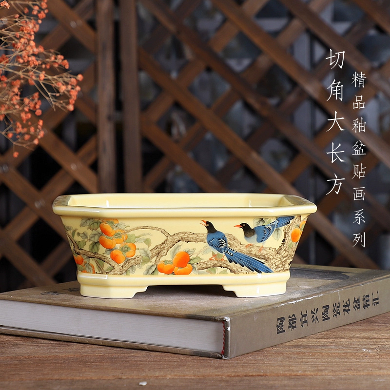 Bonsai Garden For Desk - Porcelanowy prostokątny garnek do bonsai, tradycyjny