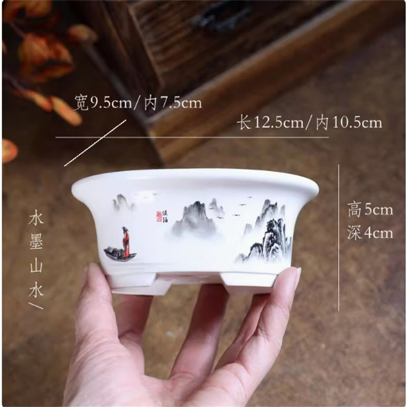 Porcelanowa biała owalna donic – Bonsai Garden For Desk recenzja i cena